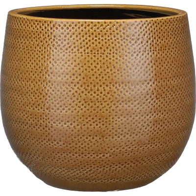 Afbeelding van Mica Decorations gabriel ronde bloempot oker maat in cm: 20 x 25