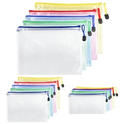 Afbeelding van Brevanza Documentenmap A4 + A5 A6 Van waterdicht mesh Met ritssluiting Voor documenten, bonnetjes, examenpapier, cosmetica, 5 kleuren