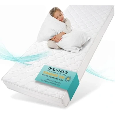 Afbeelding van Sun Garden Kindermatras 80 x 160 cm, Oeko Tex 100, wasbare hoes, optimale matras voor kinderen, overtrek met klimaatvezelstiksel, model P1440 ComfortPur