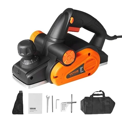 Image de VEVOR Rabot Électrique Filaire Largeur 82,55 mm Raboteuse à Bois Main Profondeur 2 16500 tr/min Outil Menuiserie Finition Lisse pour Bricolage Travail Rabotage du Chanfreinage Bois, FCC SDoC