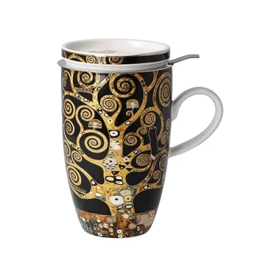 Afbeelding van Goebel Gustav Klimt Thee Mok De levensboom Beker porselein 450ml met echt goud