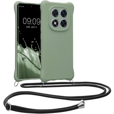 Afbeelding van kwmobile telefoonhoesjegeschikt voor Xiaomi Redmi Note 14 Pro 5G / Poco X7 Hoesje van siliconen met telefoonkoord In grijsgroen