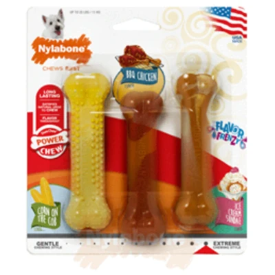 Afbeelding van Nylabone Durachew Kit Summer Hondenspeelgoed Mais Barbecue Vanille 10.5x11.5x2 cm Geel Bruin Creme 3 stuks Voor Honden &lt; 11kg S