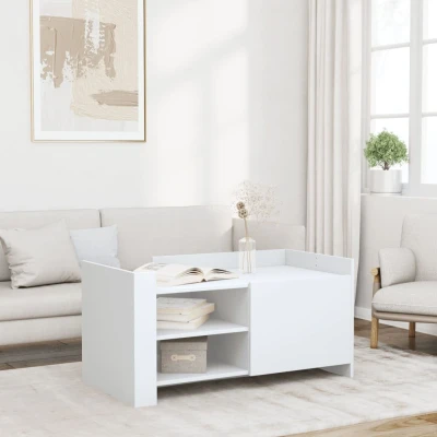 Afbeelding van Salontafel 100x50x50 cm bewerkt hout wit