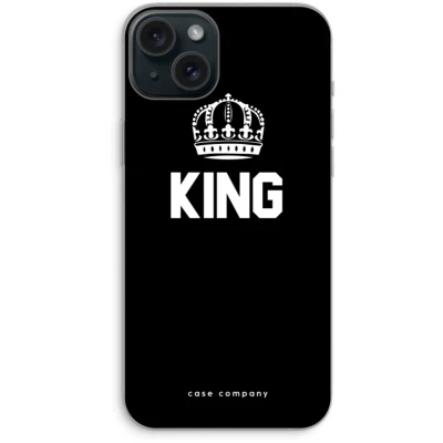 Afbeelding van Case Company® hoesje geschikt voor iPhone 15 Plus King zwart Soft Cover Telefoonhoesje Bescherming aan alle Kanten en Schermrand