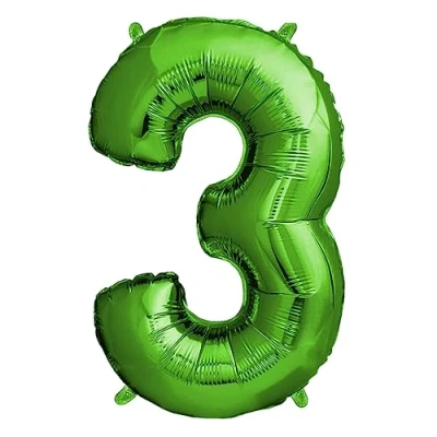 Afbeelding van envami ballon Verjaardagsballon 3 jaar groen 101 cm cijferballon decoratieve verjaardagsset voor jongens Happy Birthday decoratie zweeft dankzij helium