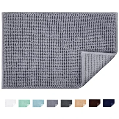 Afbeelding van JARITTO Badkamertapijt, antislip, microvezel, chenille, zacht, machinewasbaar, absorberend, voor douche en toilet, grijs, 50 x 80 cm