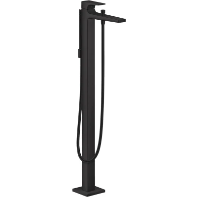 Afbeelding van Hansgrohe Metropol afbouwdeel v. vrijstaande badkraan vloermontage met omstel voorsprong vaste uitloop 23.5cm mat zwart