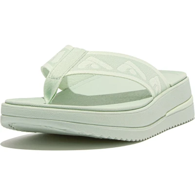 Afbeelding van Fitflop Surff Webbing Teenslippers, Dames, Maat: 39, Groen Polyester