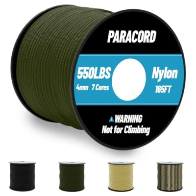 Afbeelding van Omtofo Paracord 550 50 m 4 mm 7 draads nylon touw zwart voor armband, riem, halsband, survivalparacord maximale belasting 250 kg