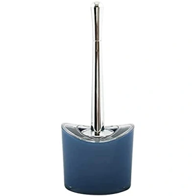Afbeelding van MSV Toiletborstel in houder/wc borstel Aveiro PS kunststof/rvs donkerblauw/zilver 37 x 14 cm