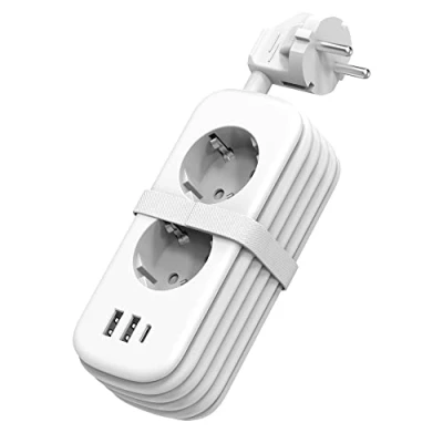 Afbeelding van Unidapt Ladron USB aansluiting 15 W met 2 x 4000 stopcontacten + A C poorten, meervoudige 1,5 m kabel