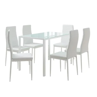 Afbeelding van Vicco Grand Eettafelset 120 x 75 cm met 6 stoelen Wit