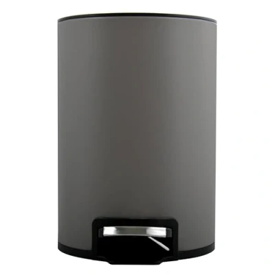 Afbeelding van Spirella Cosmetica emmer 5 liter roestvrij staal met automatische daling en binnenemmer Riku badkamer prullenbak softclose afvalemmer grijs