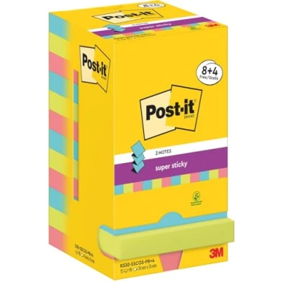 Afbeelding van Post It Super Sticky Z Notes Cosmic, 90 vel, ft 76 x mm, 8 + 4 GRATIS memoblok