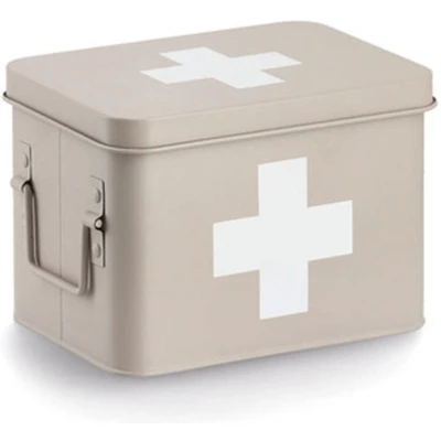 Afbeelding van Zeller Verband/medicijnen opberg kist metaal beige vakken 32 x 21 cm