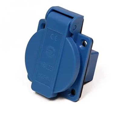 Afbeelding van HOLZER Set van 8 Schuko inbouwdozen 16A voor vochtige ruimtes / PA6 + flensafdichting (blauw)