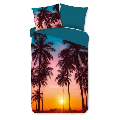 Afbeelding van Pure Dekbedovertrek &quot;palmbomen en ondergaande zon&quot; Multi (140x200/220 cm) Microfiber