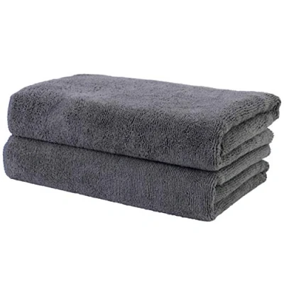 Afbeelding van Polyte Professionele microvezel handdoek om uw haar te drogen sneldrogend/niet pluizend 2 pack donkergrijs 50 x 101 cm