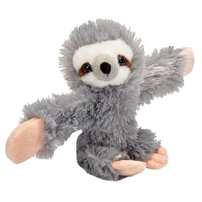 Afbeelding van Wild Republic 19563 Huggers luiaard van pluche met klaparmband 20 cm