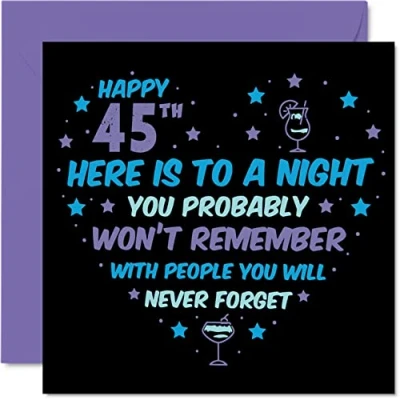 Afbeelding van Grappige verjaardagskaart voor de 45e verjaardag mannen en vrouwen Won&#039;t Remember broer, zus, tante, oom, neef, vriend, 145 mm x