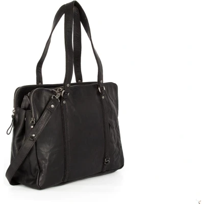 Afbeelding van Spikes &amp; Sparrow Leren Laptoptas 14 inch 92273 Zwart