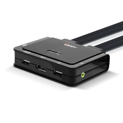 Image de Lindy 2 Port DisplayPort 1.2, USB Type C, 2.0 &amp; audio Cable KVM Switch Commutateur écran clavier souris/audio x / 1 utilisateur local de bureau