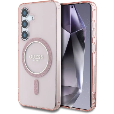 Afbeelding van Guess HC Magnetic IML Glitter Circle case for Samsung Galaxy S25 pink (Samsung S25), Smartphonehoes, Roze