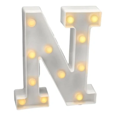 Afbeelding van JANDEI Lichtgevende letters en cijfers, warm licht, decoratie milieu, bedlampjes, vitrines, bruiloften, verjaardagen, feestjes. Werkt op AA batterijen niet inbegrepen (Brief N)