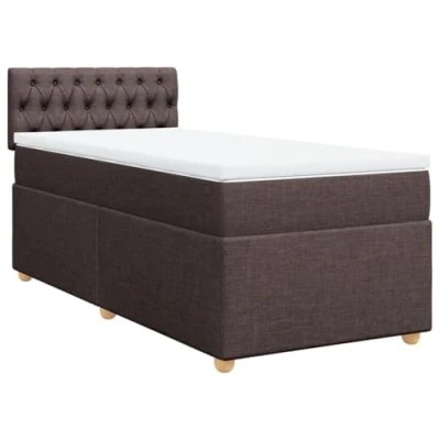 Afbeelding van vidaXL Boxspring met matras stof donkerbruin 90x190 cm