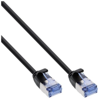Image de InLine Slim Cordon de raccordement RJ 45 (M) pour 10 m U/FTP, PiMF CAT 6a rond, sans crochet, moulé noir