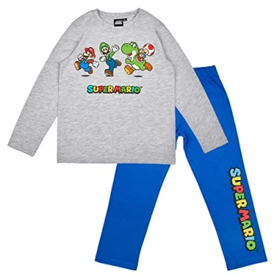 Afbeelding van SUPER MARIO Pyjama met lange mouwen voor jongens of meisjes, grijs.