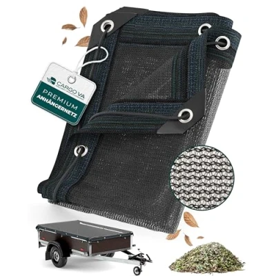 Afbeelding van CargoVA® fijnmazig aanhangernet 1 x 2 m Zwart afdeknet met elastisch koord voor optimale laadzekering