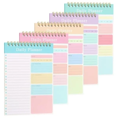 Afbeelding van OWill Set van 5 to do lijstjes, ongedateerde dagelijkse planner, A5 notitieblok, 150 pagina&#039;s, lijstnotitieboek, notitieboek voor werk,