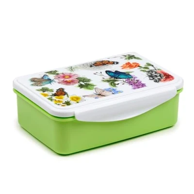 Afbeelding van Lunchtrommel/Broodtrommel Butterfly Meadows / Vlinders &amp; Wilde Bloemen Clip Lock 7x21x14,5cm