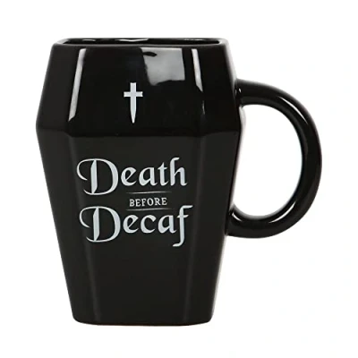Afbeelding van Something Different Mok/beker Death Before Decaf Coffin Zwart