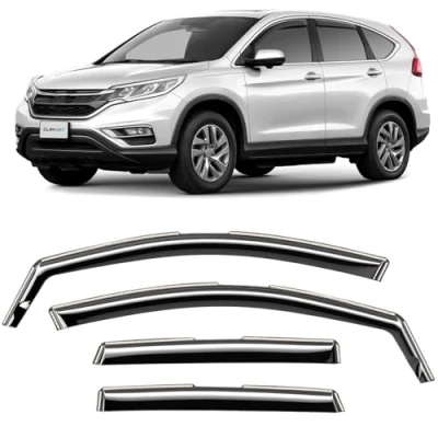 Afbeelding van CLIM ART Autodeflectoren voor/compatibel met Honda CR V 2012 2016 luchtdeflector, autospoiler, insteekbaar, 4 stuks, zwart