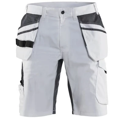 Image de Short peintre stretch blanc/gris foncé