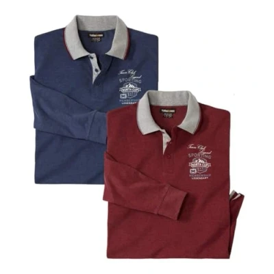 Afbeelding van ATLAS FOR MEN 2 stuks poloshirts voor heren met lange mouwen Allure Sport Chic verkrijgbaar in grote maten van M tot 5XL
