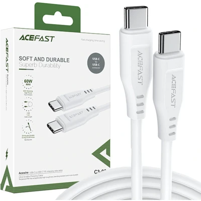 Afbeelding van Acefast kabel USB Type C 1,2m, 60W (20V/3A) wit (C3 03 wit)