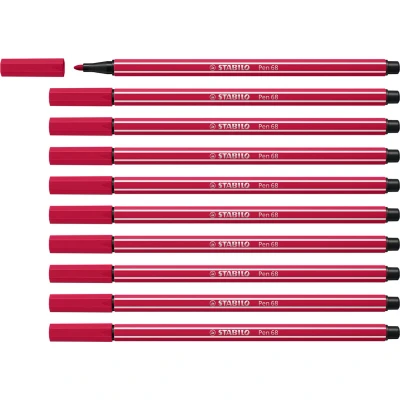 Afbeelding van STABILO Pen 68 Viltstift Donkerrood Doos 10 stuks