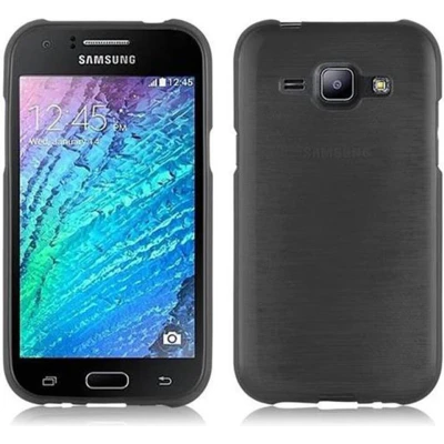 Afbeelding van Cadorabo Hoesje geschikt voor Samsung Galaxy J1 2015 in ZWART Beschermhoes van flexibel TPU silicone Case Cover Brushed design
