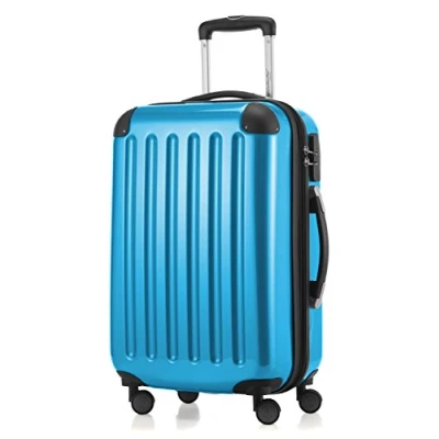 Afbeelding van HAUPTSTADTKOFFER Alex harde Koffer trolley rolkoffer reiskoffer, 4 dubbele wielen, uitbreiding, blauw, 55 cm,