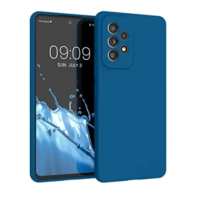 Afbeelding van kwmobile telefoonhoesje geschikt voor Samsung Galaxy A53 5G Hoesje met siliconen coating Smartphone case in rifblauw