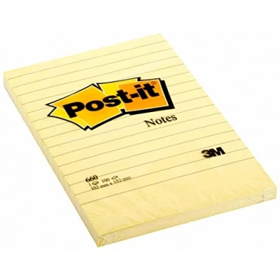 Afbeelding van Post It Gele notities, gelinieerd, groot, 102 x 152 mm, 100 vellen, 6 stuks