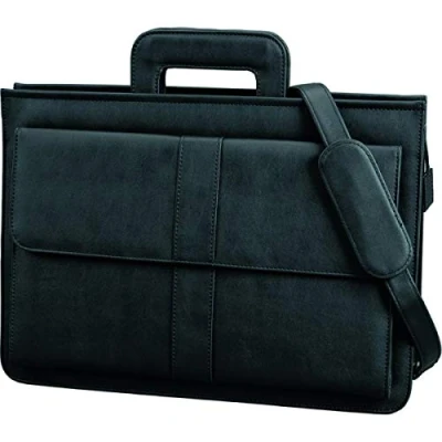Image de Alassio réf 41024 sacoche porte documents zippée plusieurs compartiments bandoulière imitation cuir noir (import royaume uni)