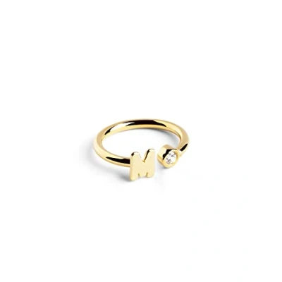 Afbeelding van SINGULARU Gepersonaliseerde letterring met goud verstelbare ring 925 sterling zilver 18 karaat verguld, Eén maat damessieraden gemaakt in Spanje, Talla Unica, edelmetalen, goudkleurig, niet van toepassing