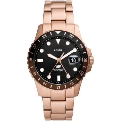 Afbeelding van Fossil heren Blue Gmt horloge FS6027 in de kleur Roségoud