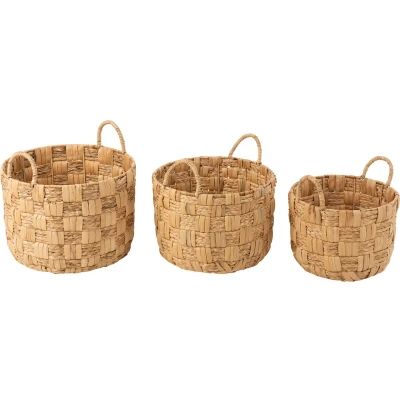 Afbeelding van J Line Set Van 3 Manden Rond Waterhyacint Naturel