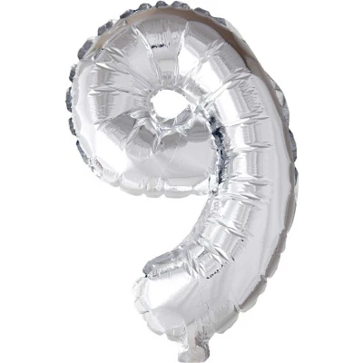 Afbeelding van Ballon folie 9 zilver 40cm